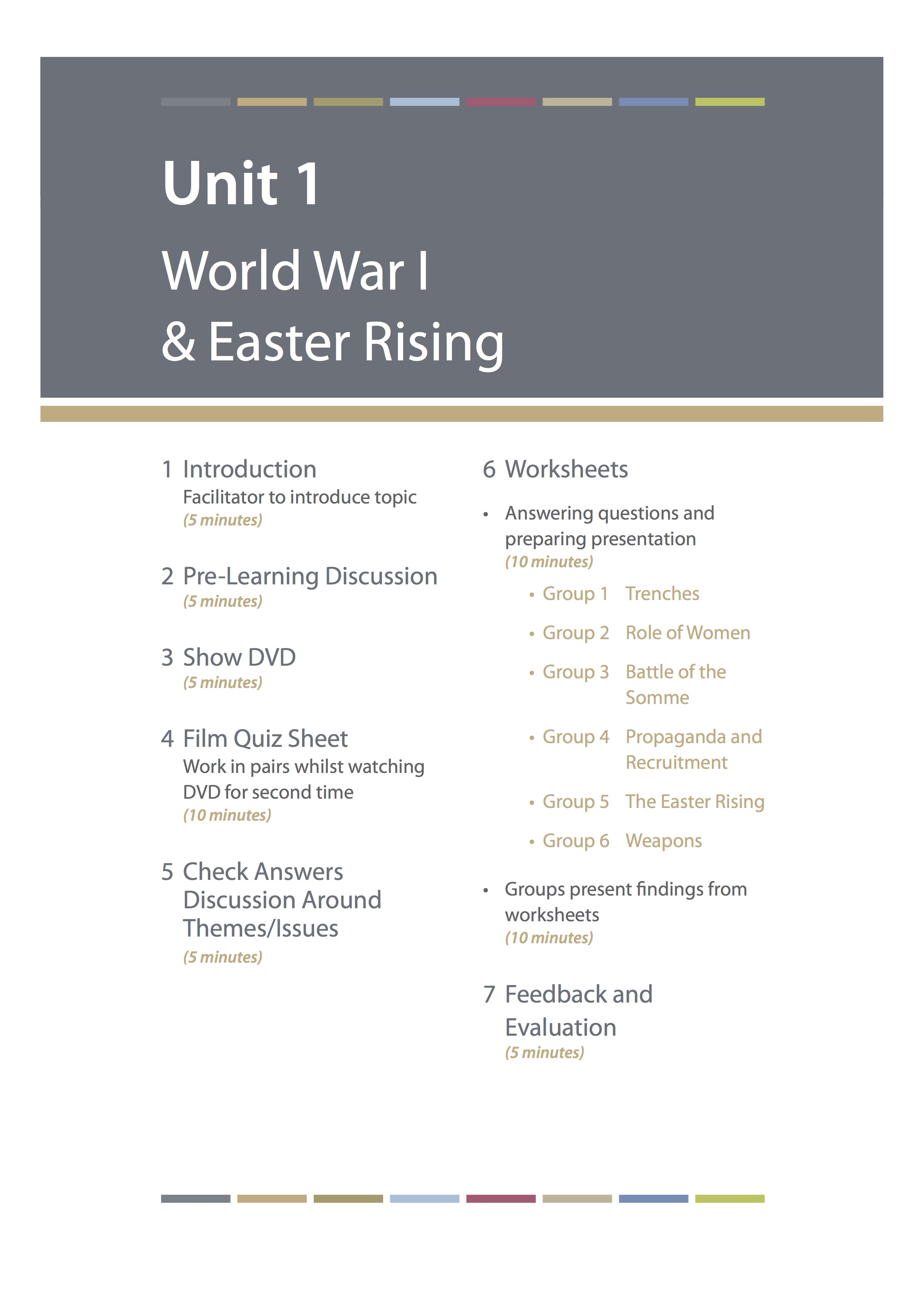 Derry City Council learning packs Creative Centenaries